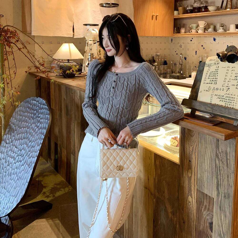 Off Sweater Women Knitted Base Long Sleeve One Shoulder Top Autumn Winter Z260314
