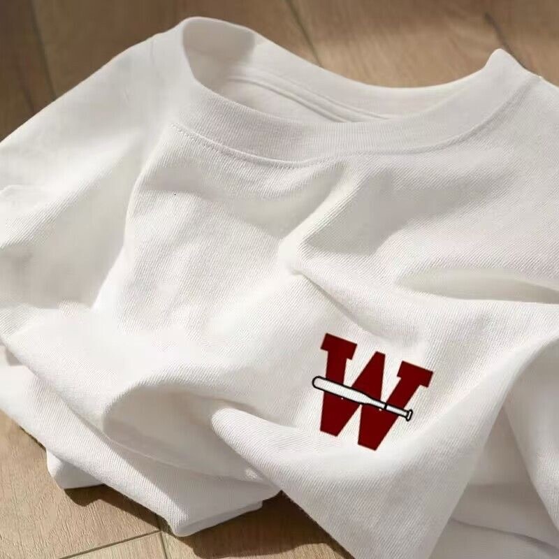 American Retro Heavy Cotton Short-sleeve T-shirt For Polo Designer Hoodie Women Summer Loose Fit Korean Style Trendy Regular Shoulder Women's Hal