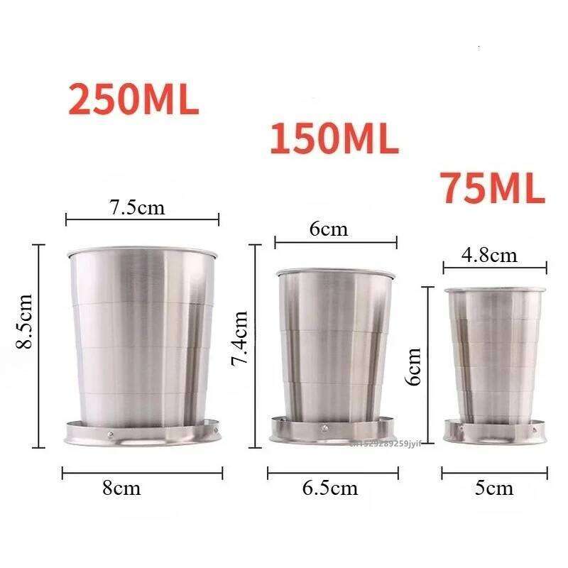 1pc Stainless Steel Folding Mini Telescopic Water Outdoor Camping Hiking Travel Collapsible Cup Z260313