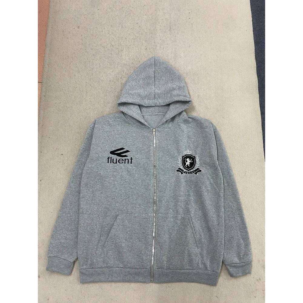 Hip hop zipper solid color spray printed hoodie for both men women, loose fitting clothing, warm and versatile in autumn Z260314