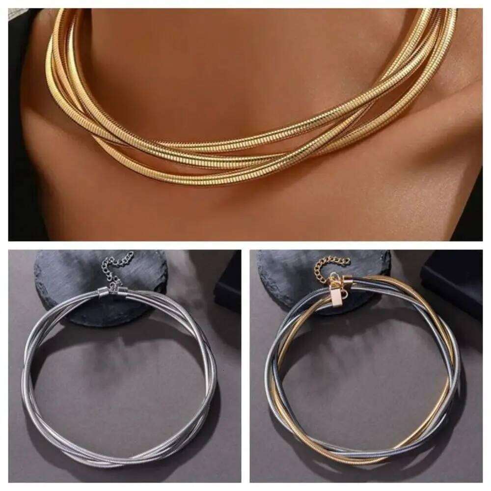 New Alloy Bendable Snake Gold Silver Color Flexible Choker Punk Jewelry Accessories H260312