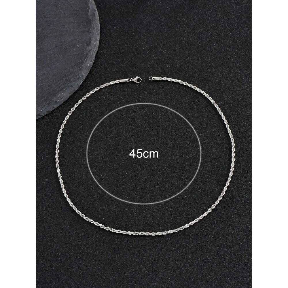 2mm Men Silver Color Twisted Twist Chain Necklace Simple Titanium Choker Fashionable Non-fading Stainless Steel Jewelry H260312
