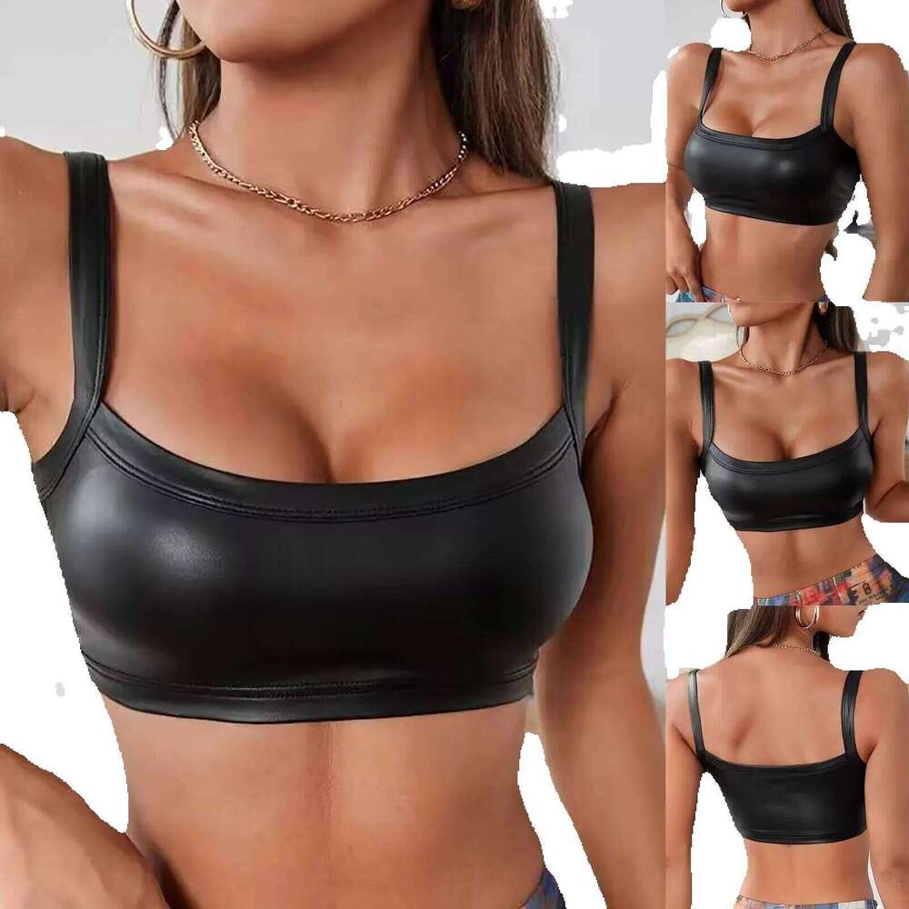 Lingerie Push Up Chic And Supportive Women S Faux Leather Square Neck Crop Top Trendy Roll Play Lingeries For Hot Luanyun luanyun