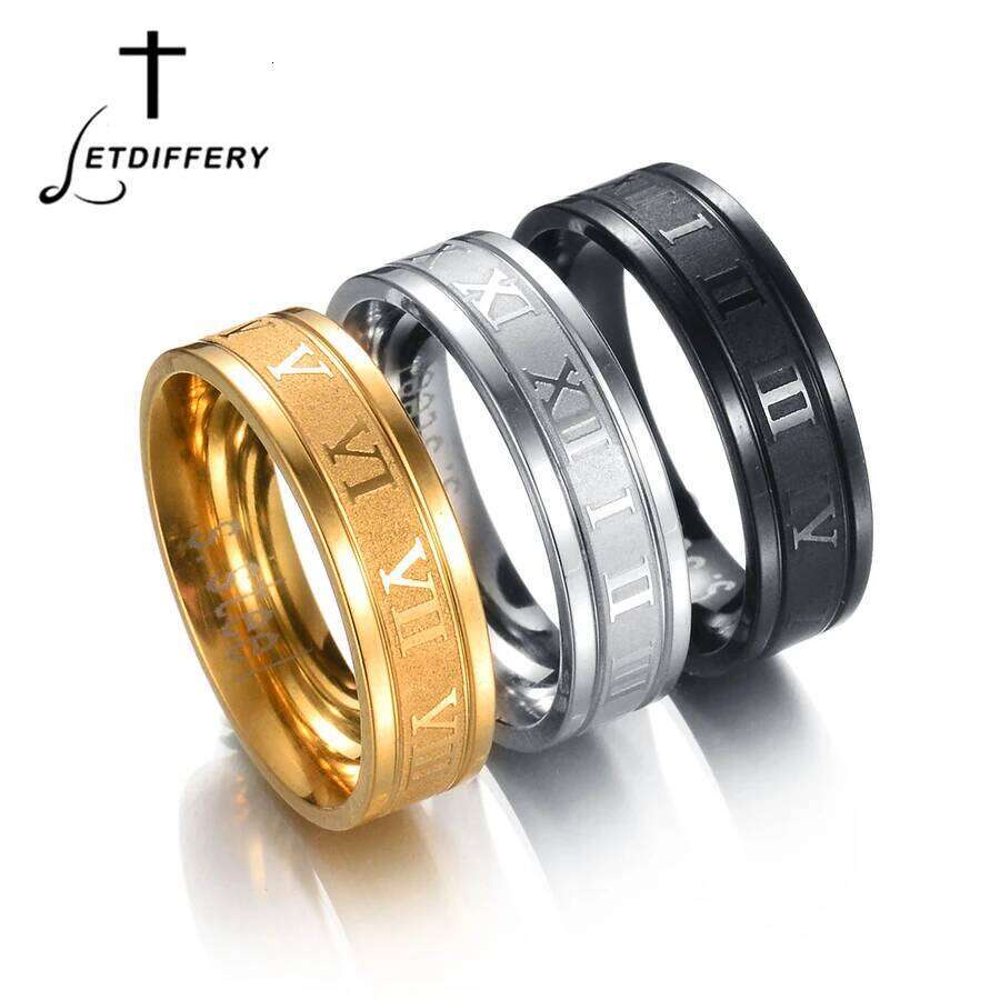 Letdiffery 6mm Punk Roman Numerals Rings High Quality Stainless Steel Women Men Jewelry For Wholesale Dropshipping H260312