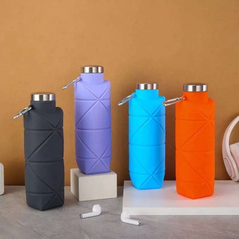 Silicone Sports Water - 700ml Collapsible Diamond Shaped Bottle for Travel, Gym, Outdoor Activities, Leak-Proof Portable Z260313