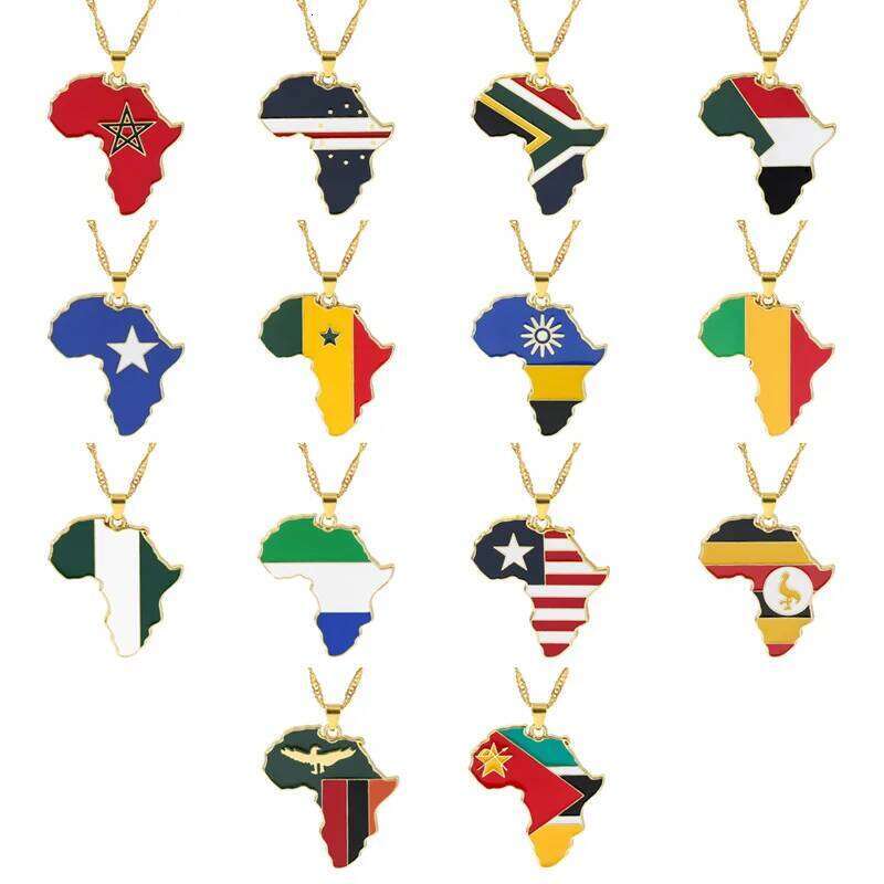 Hip Hop Creative Country Map Pendant Metal Necklace Ghana Nigeria Zambia Uganda Liberia Zimbabwe For Women Men Ethnic Jewelry H260312
