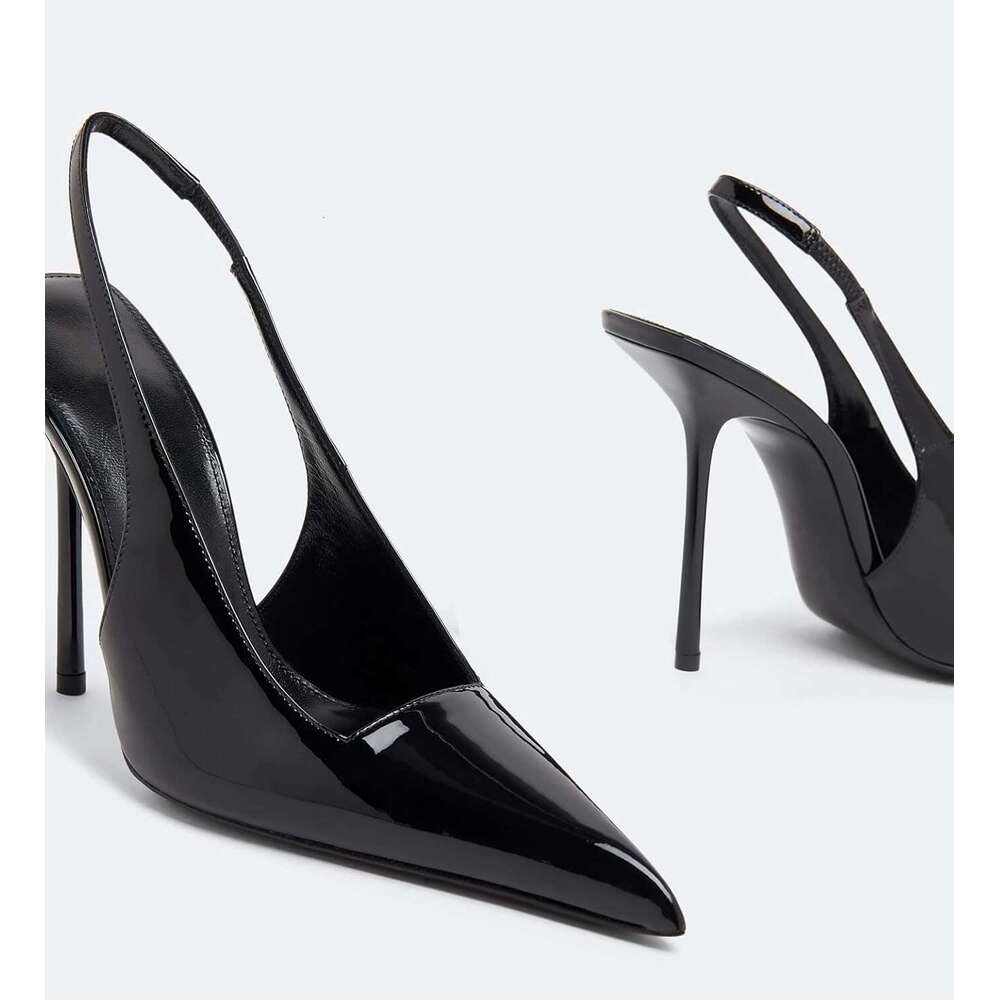 Slingback For Women Pointed Toe Stiletto High Heels Stretch Slip On Backless Patent Leather Fashion Comfortable Dress Pumps Shoes MOJIDASHU