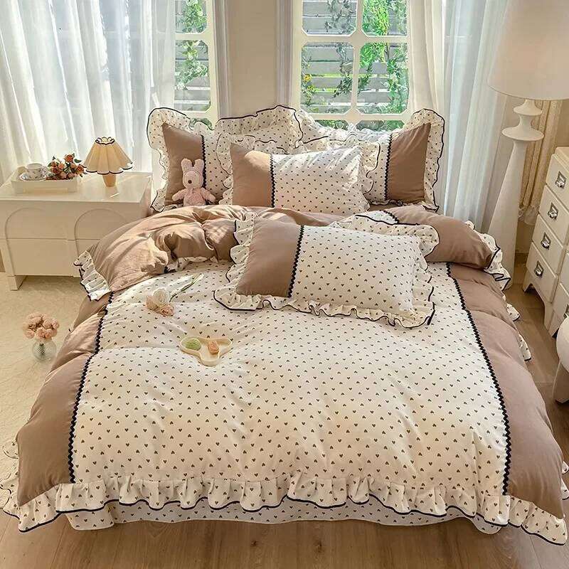 Small fresh pastoral style bedding four-piece spring lace quilt cover, bed sheet three-piece set, girls dormitory H260312 - view 4