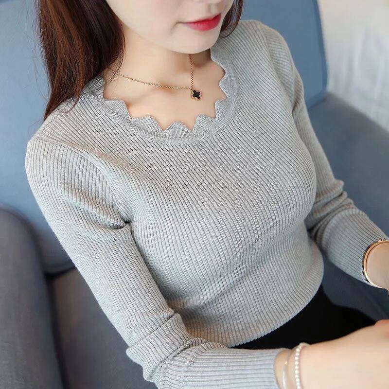 2024 Fashion Long Sleeve Elegant O-neck Women Sweater Autumn Solid Slim Knitted Tops Winter Casual Pullover Jumper Z260314