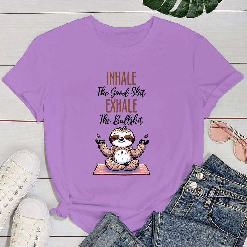 yogo shirt Funny Yogo Sloth Letter Print T-Shirt Womans Casual Summer Cool T Shirt Plus Size Tops Tees Z260314