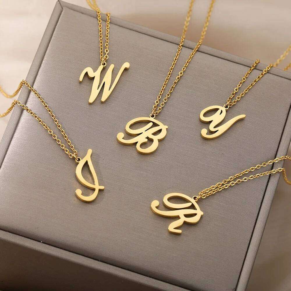 Dainty Letter Necklaces For Women Gold Color Minimalist Stainless Steel Initial Necklace Femme Wedding Jewelry Gift H260312