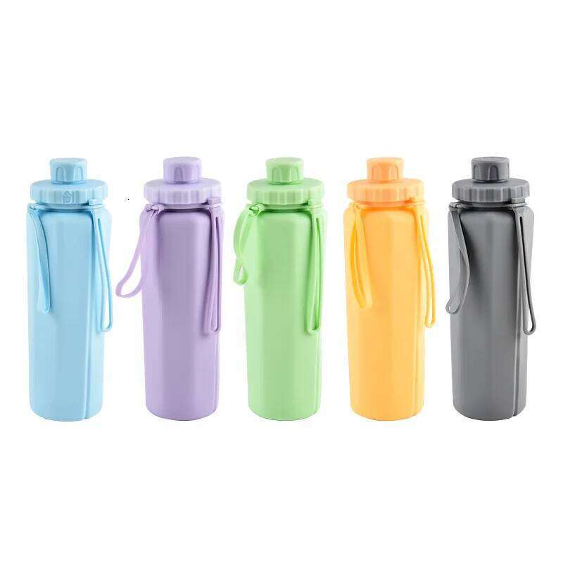 1-Pack Portable 600ml Collapsible Silicone Water Bottle,forOutdoor Sports & Travel Coffee Cup with Leak-Proof Lid - Space-Saving Z260314