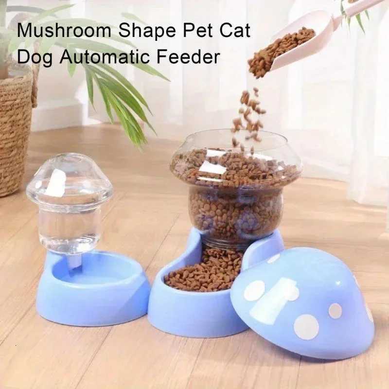Cat Pet Automatic Feeder Water Dispenser Cute Mushroom Large Capacity Food Container Pet Bowl Water Storage Device Supplies H260313