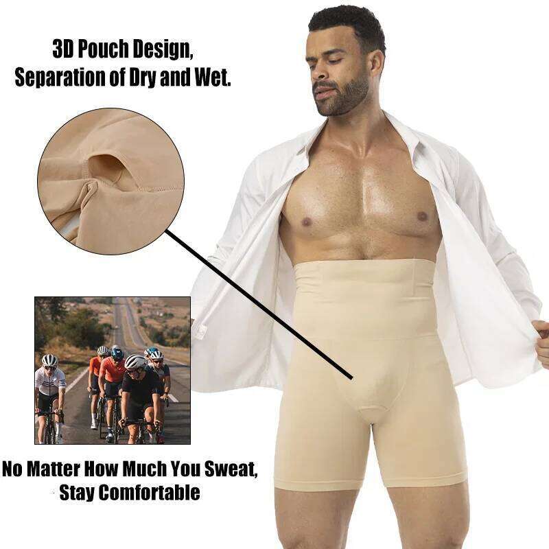 Men Slimming Brief High Waist Breathable 3D Pouch Underwear Tummy Control Boxer Belly Flat Shapewear Pant Compression Shorts 26Y0313