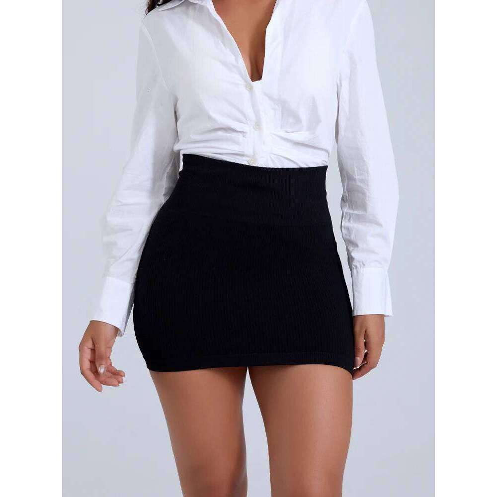 Women's High Waist Ribbed Striped Mini Tight Night Club Party Pencil Casual Short Skirt Sexy Solid Color Bodycon New Z260314