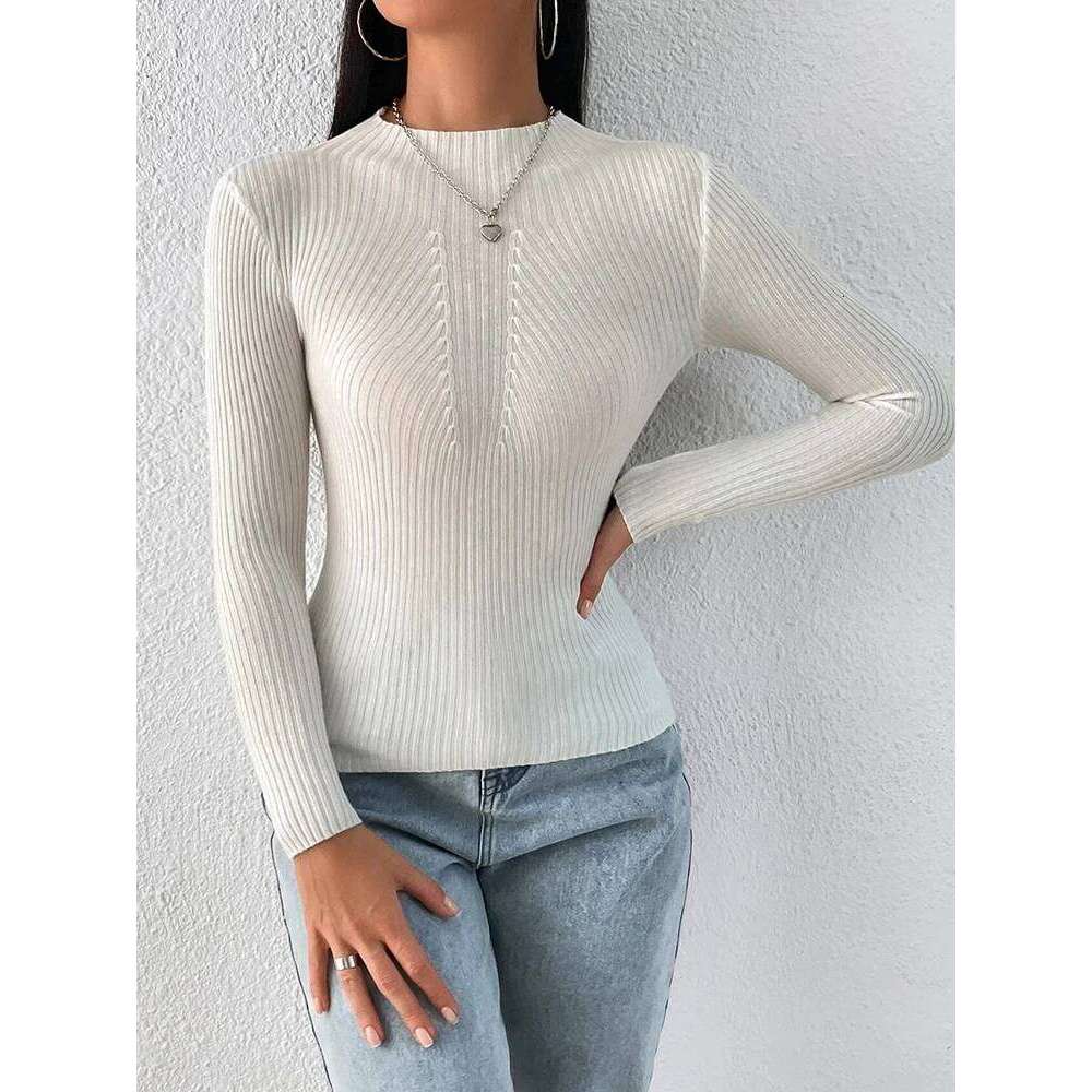 Solid White and Black Tops 2025 Autumn Winter Long Sleeve Turtleneck Pullovers Fashion Womens Sweaters Femme Clothing Z260314