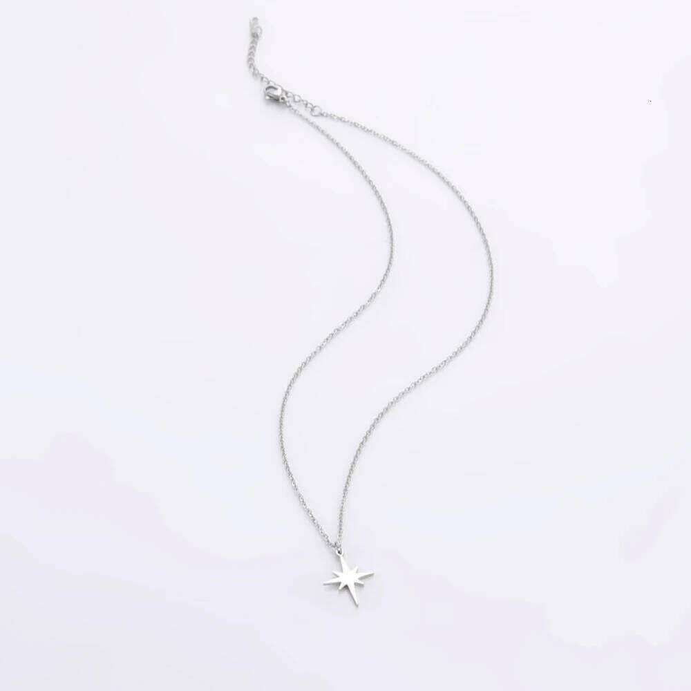 Lemegeton Simple North Star Pendant Fashion Women's Necklace Stainless Steel Starlight Choker Jewelry r Party Gift H260312