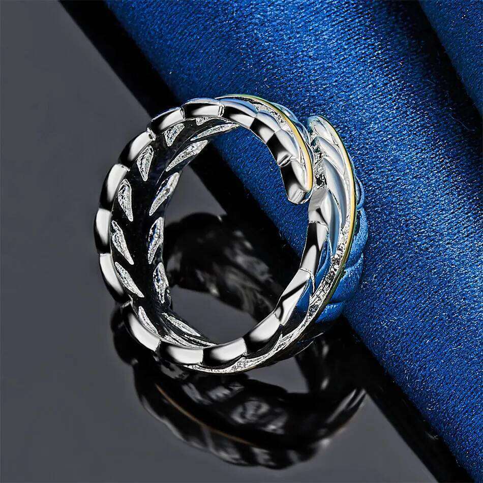 1 piece of 925 sterling silver delicate feather ring with an opening for women's gifts, wedding accessories, jewelry H260312