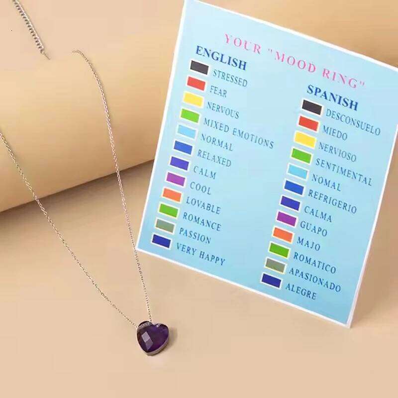 Water Drop Heart Thermochromic Temperature Color-Changing Mood Bead Necklace For Women H260312