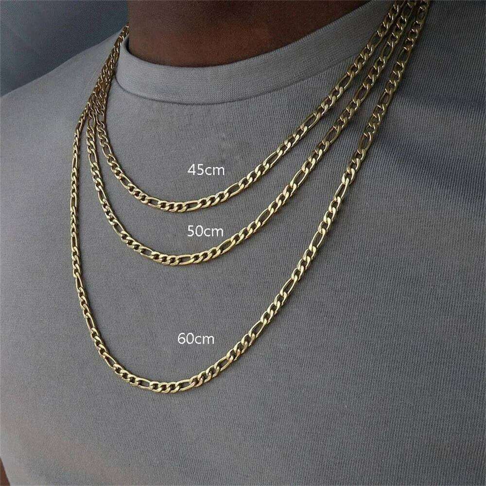 SUMENG New Punk Figaro Chain Necklace Silver Color Gold Alloy Long For Men Hip Hop Fashion Jewelry Gifts 2024 H260312