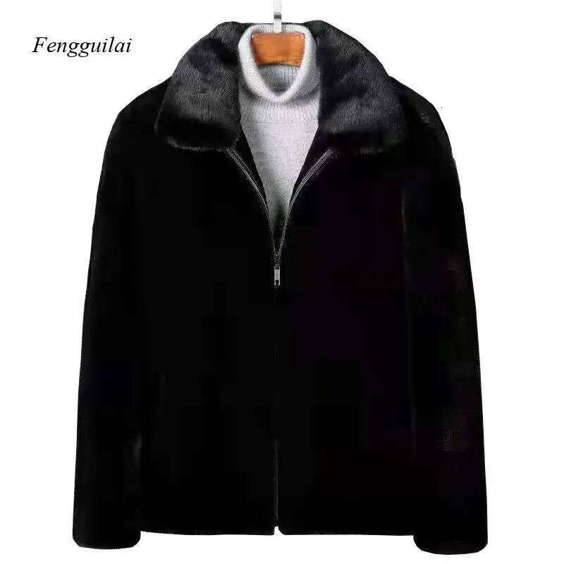 New Winter Imitation Mink Coats Men Thick Turn Down Collar/hooded Faux Fur Jacket Male Black Overcoat Z260313