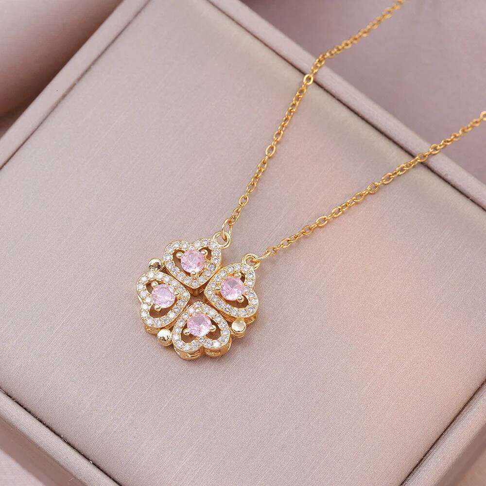 Romantic Sweet Can Open Zircon Cr Choker Necklace for Women Girls Trendy Stainless Steel Chain Bling Jewelry Gifts H260312