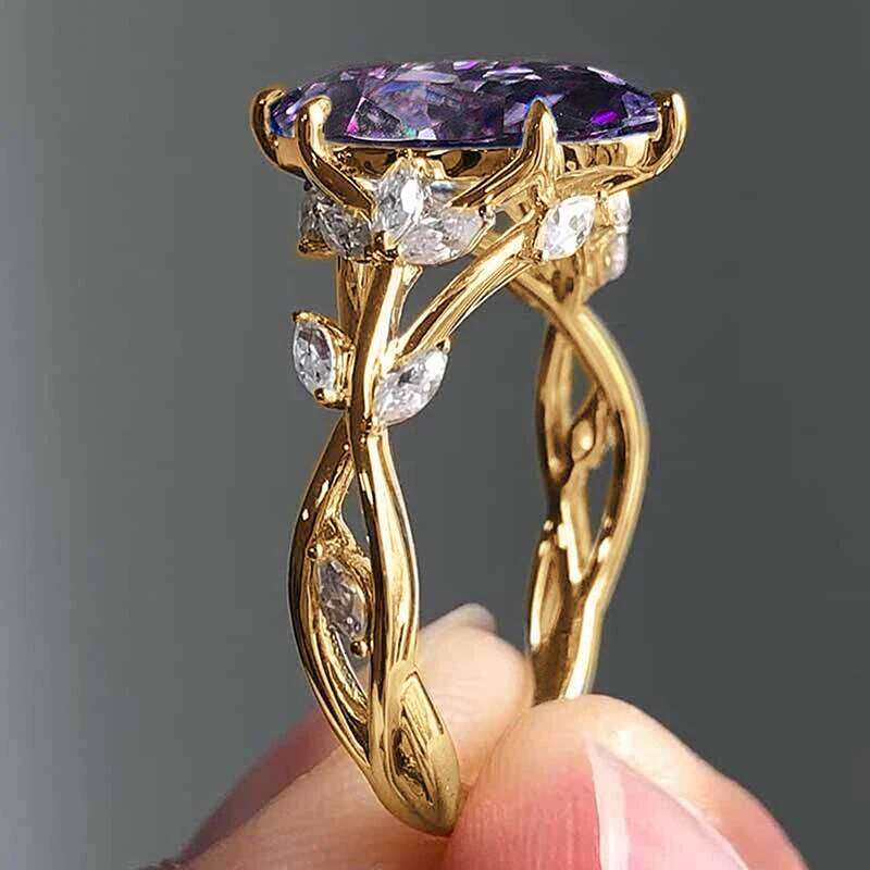 Huitan Aesthetic Marquise Cut Zirconia Ring Women Gorgeous Gold Color Finger Accessories for Engagement Party Jewelry H260312