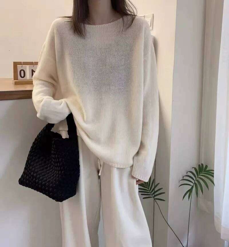 Korean Lazy Wind Word Collar Cashmere Sweater for Women Loose plus Size Autumn Winter Street Style Bottoming Z260313