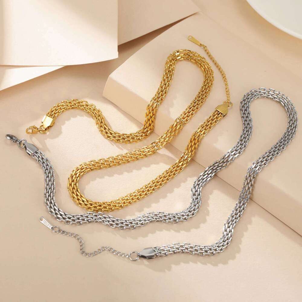 Fashion mesh chain 6MM/8MM wide necklace stainless steel fashion simple jewelry gift H260312