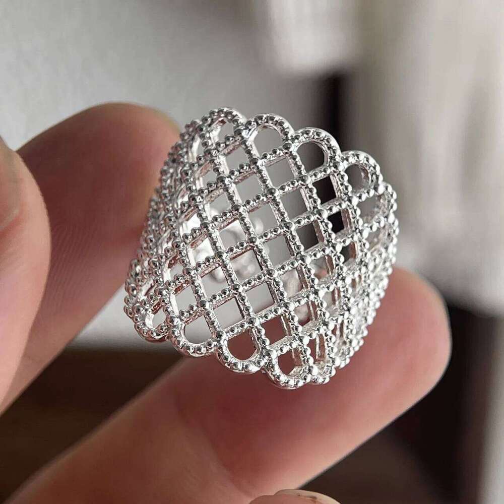 925 Sterling Silver Rings for Women Couple Minimalist Handmade Web Hollow Ring Fine Jewelry Gift Prevent Allergy H260312