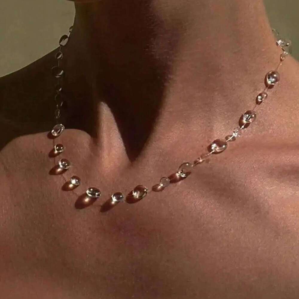 Ins Simulation Water Drop Clear Dewdrop Series Necklace Handmade Glue Dripped Fashion Jewelry Women Niche Gifts Friends H260312