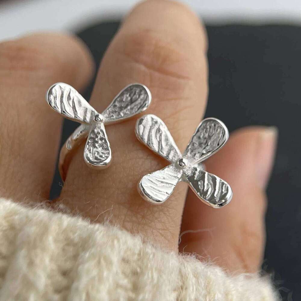 925 Sterling Silver Rings for Women Couple Minimalist Handmade Simple Flower Heart Ring Fine Jewelry Gift Prevent Allergy H260312