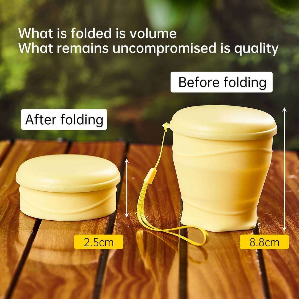 Portable Outdoors Silicone Folding with Lid for Camping Travel Water Cup 260ml 180ml Mini Pocket Coffee Cups Heat Resistant Z260313
