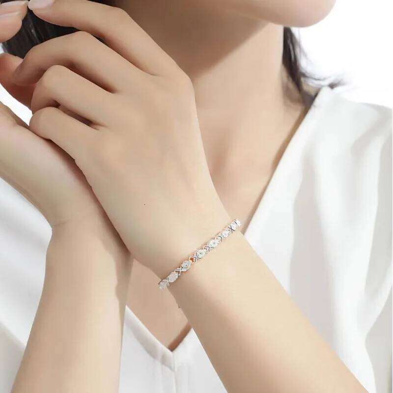 Luxury 925 Sterling Silver Chain Bracelets For Women Fashion Vintage Geometric XO Shape Adjustable Bracelet Wedding Jewelry Gift Z260313