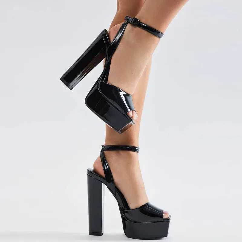 Black Platform Sandals Women Elegant Sexy High Heels Ankle Strap Silver Gold Party Sandals White Wedding Shoes K260313