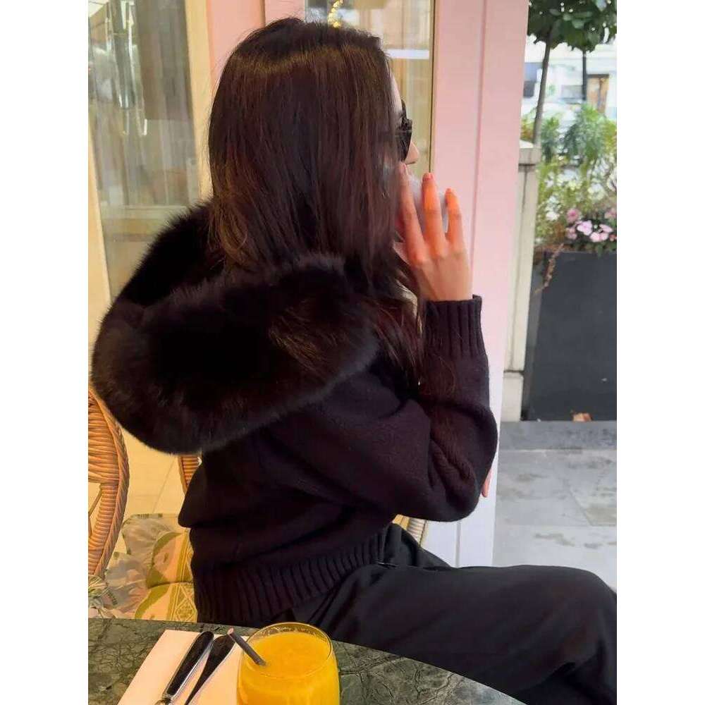 Tossy Winter Female Sweater Hoodie Fluffy Zipper Patchwork Long Sleeve Ribbed Solid Knit jacket Coat Women's Cardigan Z260313