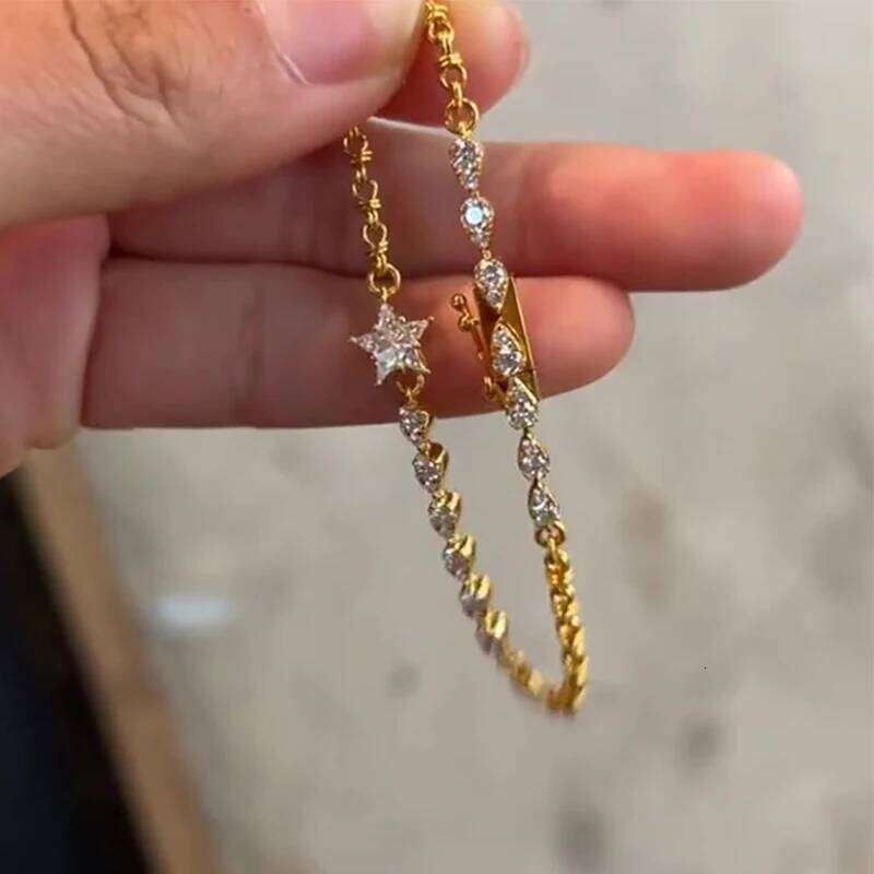 Foxanry Sparkling Zircon Star Geometric Bracelet For Women Girl Fashion Heavy Industry Exquisite Elegant Engagement Jewelry Gift Z260313