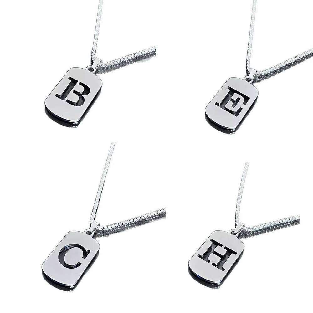 Stainless Steel Dog Tag Letter for Women Men Hip Hop Initial Pendant Necklace Sweater Chains Neck Jewelry Accessories H260312