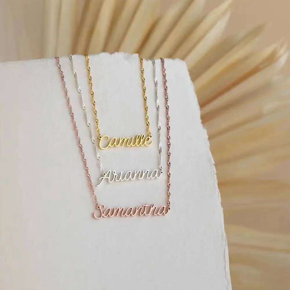 Custom Name Water Wave Chain for Personalized Gold Stainless Steel Necklace Women Jewelry Gift Valentine's Day H260312