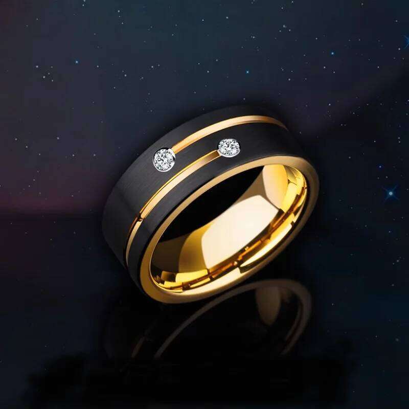 2025 Hot Selling New Stainless Steel 8MM Gold Diamond Ring For Men Jewelry Accessories Wholesale Size 6-13 H260312