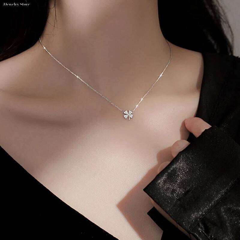 Fashion Cr Necklace Luck Leaves Crystal Zircon Pendant Clavicle Chain For Women Light Party Jewelry Gift H260312