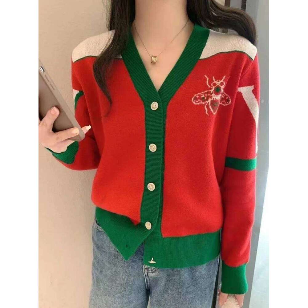 Luxury Brand Design Long Sleeves V-Neck Cardigan Sweater For Women Knitwears Outfits Designer Fashion Tops Coat Y2k Vintage
