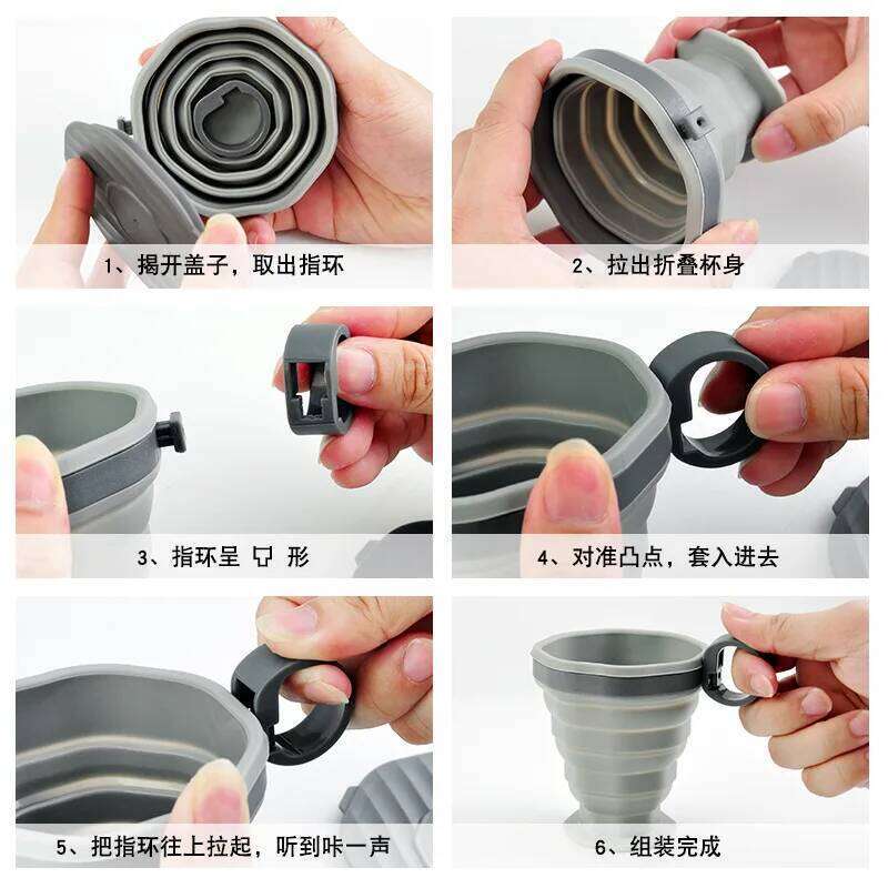 Folding Cups 220ml BPA FREE Food Grade Water Cup with lid Travel Silicone Retractable Coloured Portable Outdoor Coffee Handcup Z260314