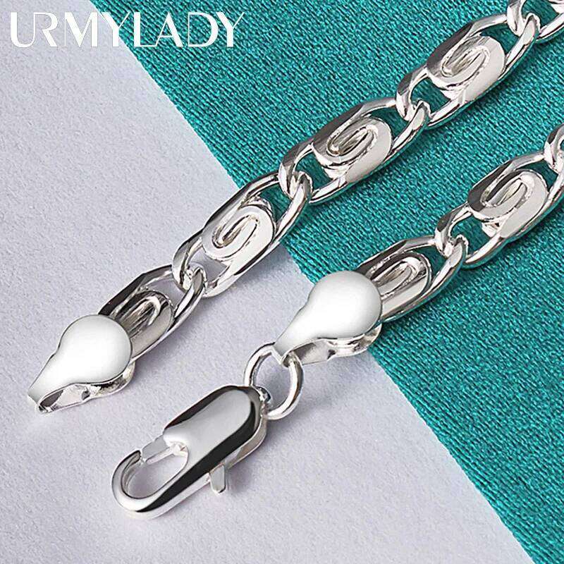 URMYLADY 925 Sterling Silver Paper Clip Chain Bracelet For Women Men Wedding Engagement Fashion Jewelry Z260313