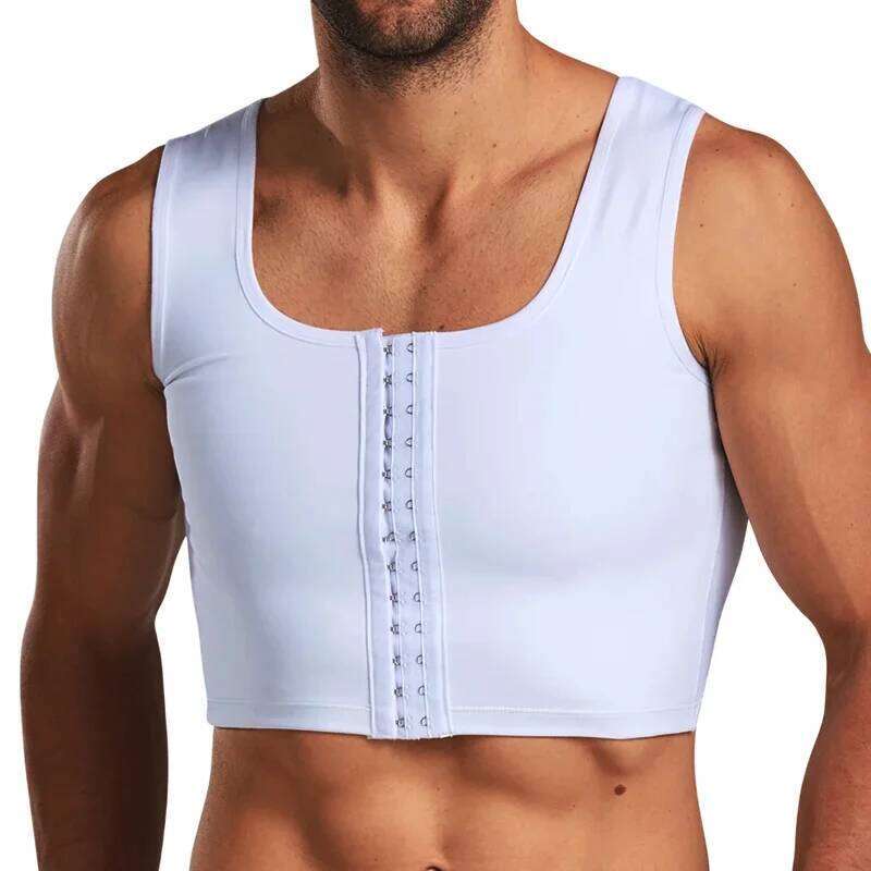 Men's Vest Sweat Bandage Tight-fitting Underwear Body Shaper Corset Support Belt Chest Compression Correct Posture 26Y0313