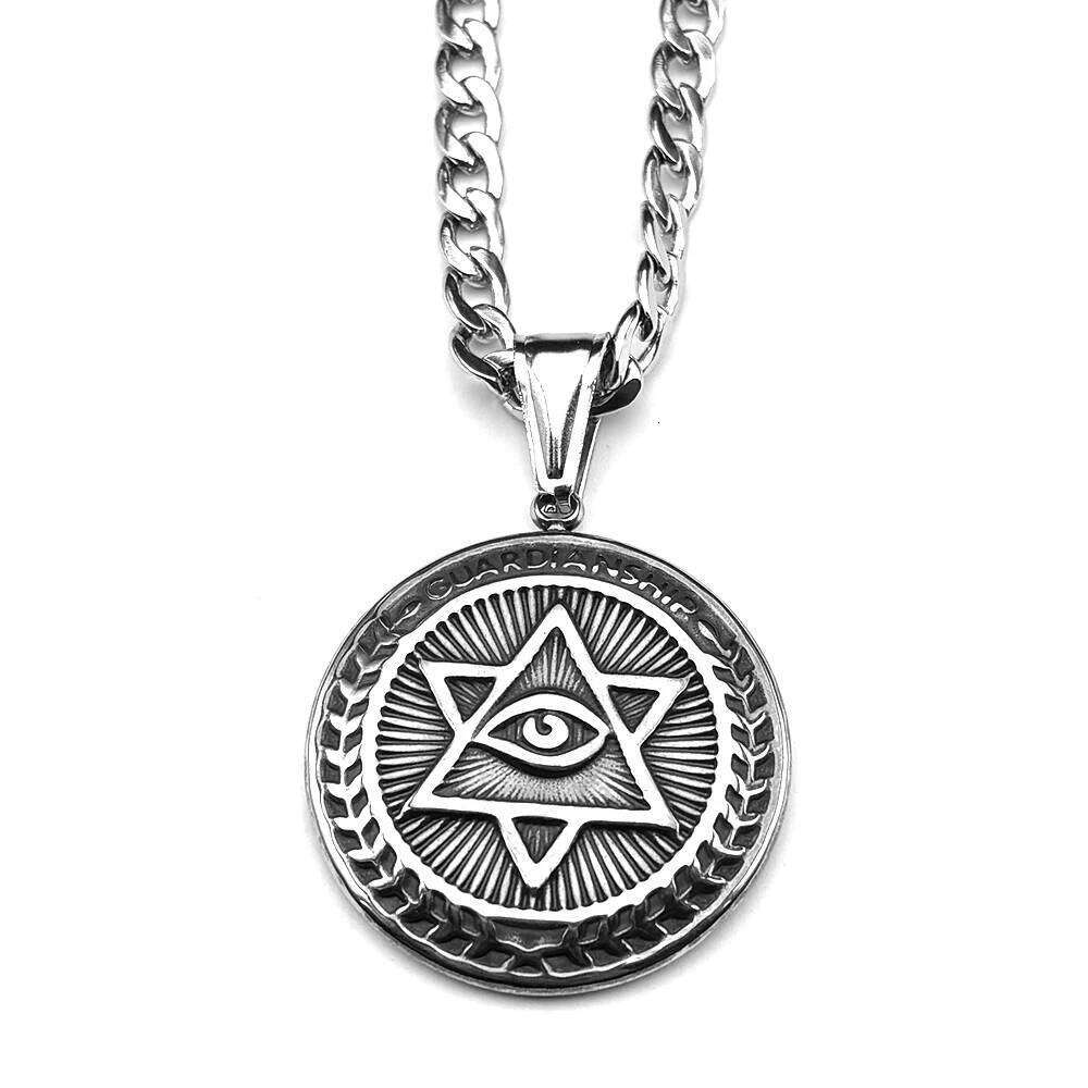 Jewish Israel Star David GUARDIANSHIP Necklace Women Men Stainless Steel Eye of Providence Judaica Hexagram Chain Jewelry H260312