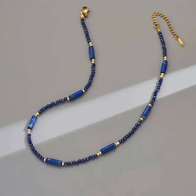 Women's Minimalist Blue Bead Necklace, Exquisite and Fashionable, Suitable for Jewelry Accessories Worn At Daily Parties H260312
