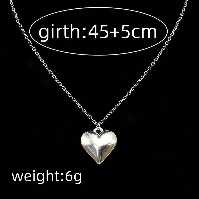 Exaggerated Metal Big Heart Pendant Choker Necklace for Women Elegant Minimalism Gold Color Chain Christmas Jewelry Girl Gift H260312