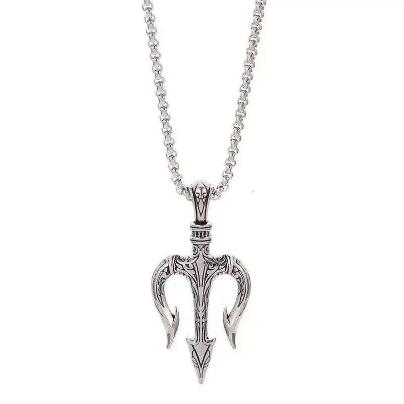 New Neptune Trident Stainless Steel Pendant Hip-hop Style Party Vintage Necklace Couple Lucky Gift H260312