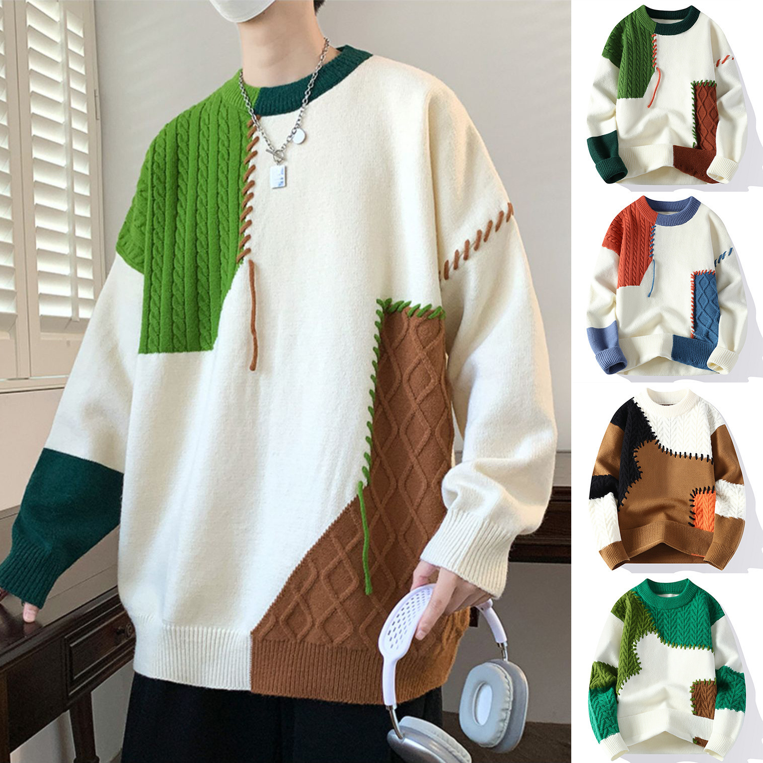 Pistol Sweater Knit Winter Loose Pullover Korean Streetwear Sweater Oversized Knitwears 240808